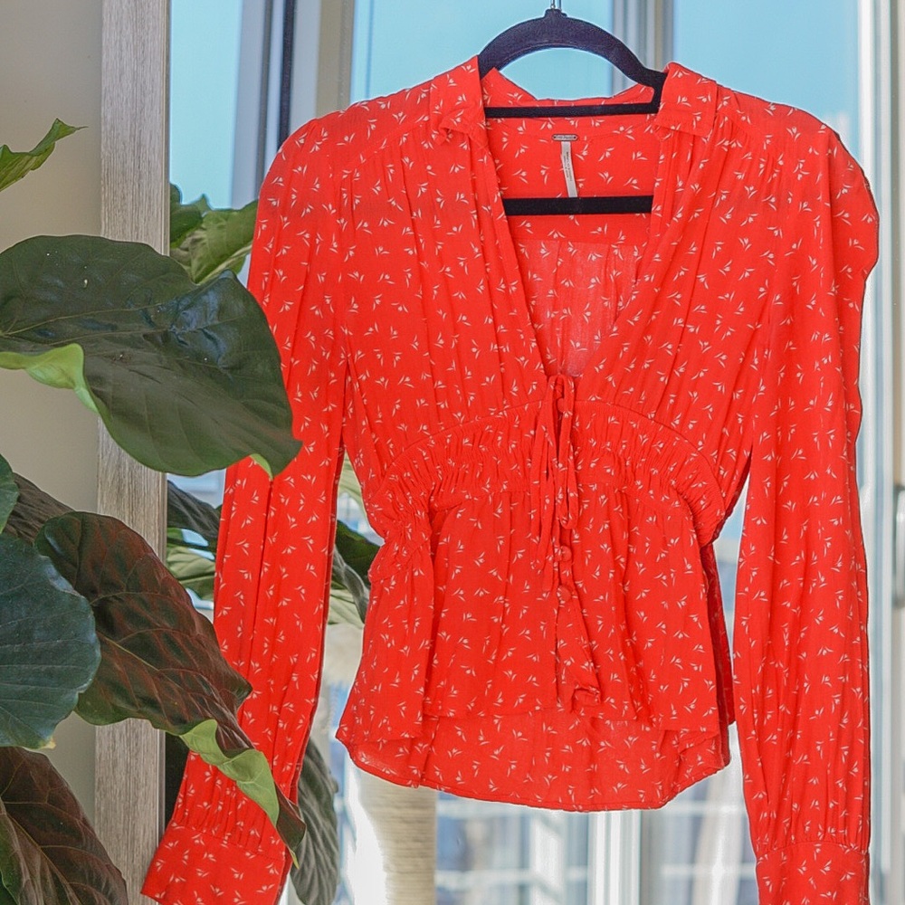 Free people orange flower long sleeve